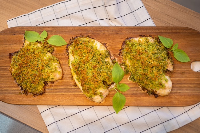 Filé de Tilápia Farofa Crocante de Pesto Band Receitas