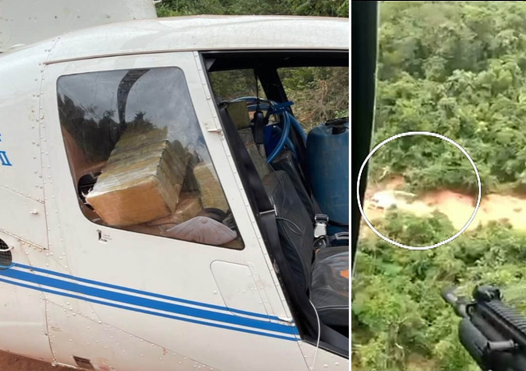 Helicóptero com 200 quilos de cocaína é apreendido no interior de SP