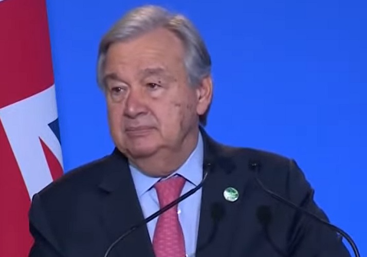 Secretário-geral da ONU, António Guterres discursa na COP26 Reprodução