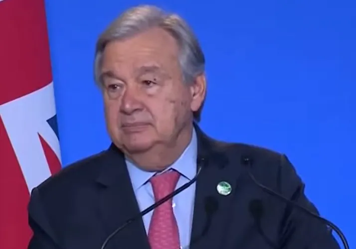 Secretário-geral da ONU, António Guterres discursa na COP26