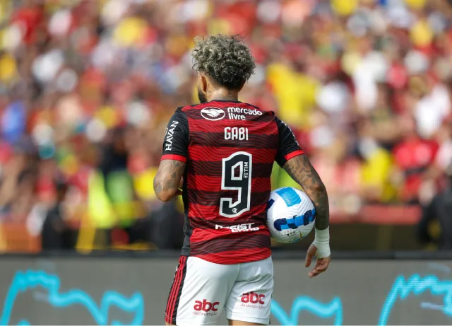 Gabigol, do Flamengo, durante a final da Libertadores contra o Athletico-PR