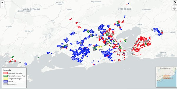 Território controlado pela milícia aumenta em quase 400% no Rio de Janeiro Foto: Elaboração Fogo Cruzado, GENI-UFF, NEV-USP