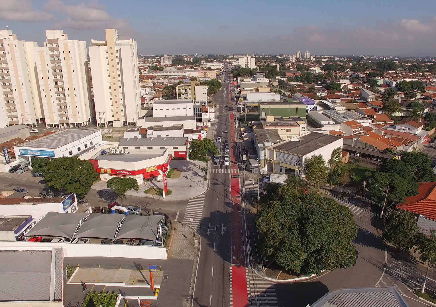 Vista aérea da Avenida Independência, em Taubaté Divulgação/Prefeitura de Taubaté