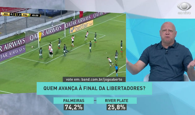 Comentarista disse que Verdão "vai deitar e rolar" contra o River Reprodução