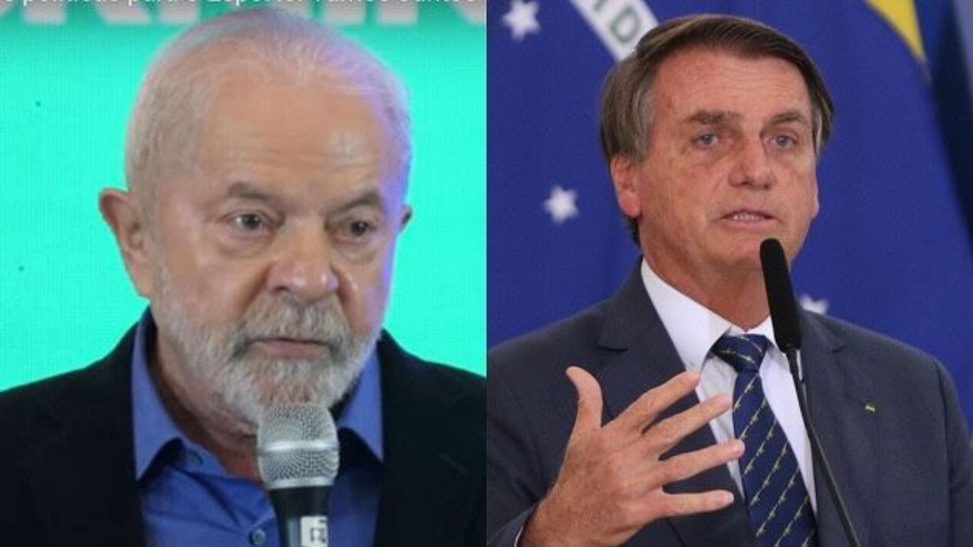 O petista possui 50% dos votos totais, enquanto Bolsonaro, do PL, tem 43%. Foto: Montagem/Divulgação/Agência Brasil