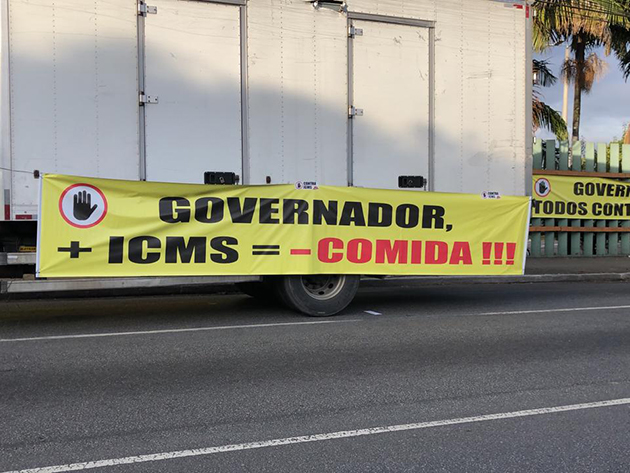 Protesto contra aumento no ICMS acontece na Ceagesp em São Paulo Igor Calian/TV Band