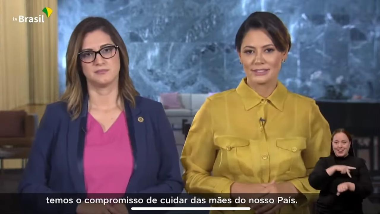 Primeira-dama faz pronunciamento incomum em cadeia de Rádio e TV no Dia das Mães Foto: Reprodução/TV Brasil 