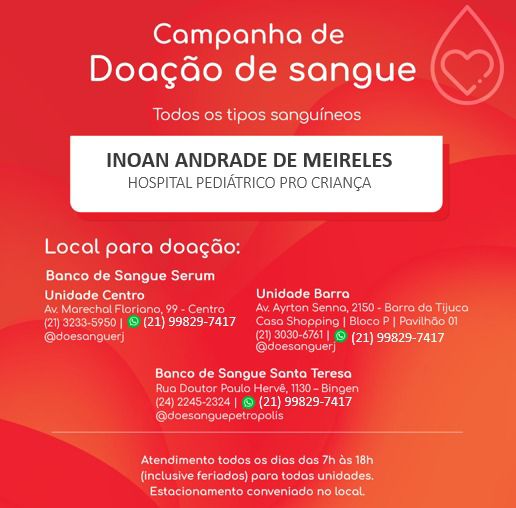 Três locais estão disponíveis para doação Divulgação/Banco de Sangue Sérum