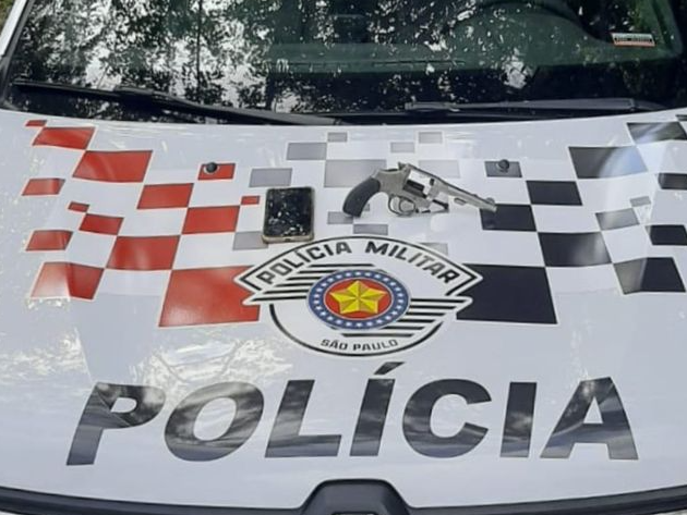 A arma usada no crime do Putim, foi apreendida pela Polícia Militar Divulgação/Policia Militar