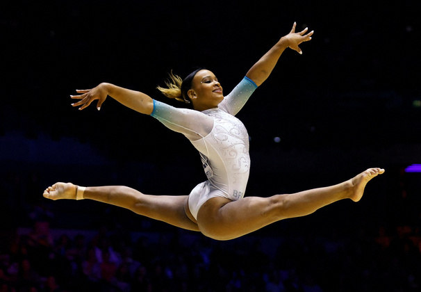 Rebeca Andrade é bronze no solo feminino do Mundial de ginástica  Foto: Agência Brasil/Andrew Boyers