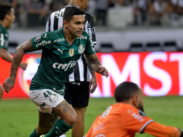 Dudu celebra gol que colocou Palmeiras em nova final da Libertadores Reprodução/Twitter/Conmebol Libertadores