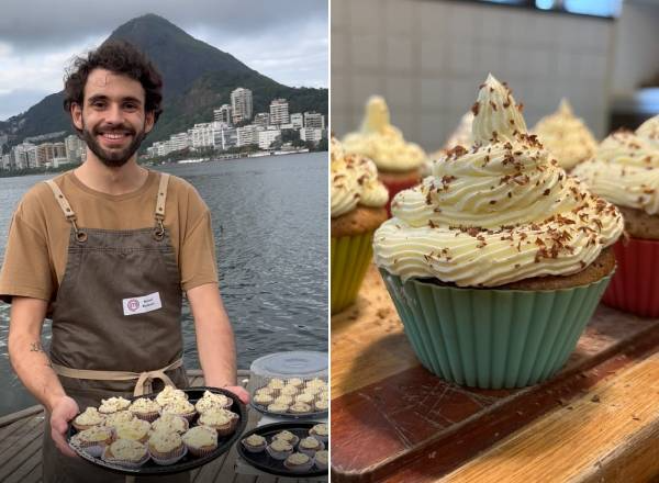 Rafael, do MasterChef, entrega cupcakes de graças no Rio de Janeiro. Arquivo pessoal