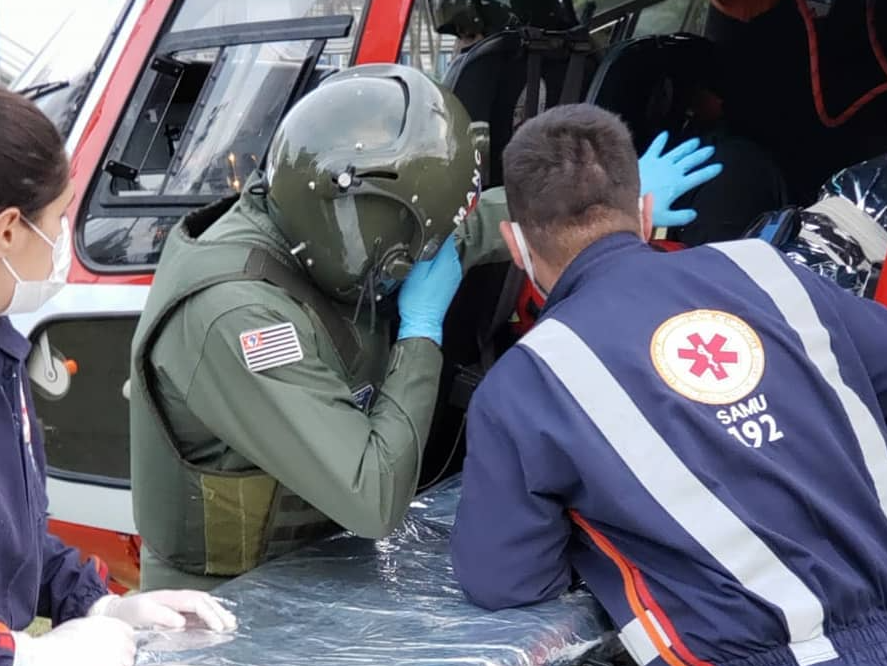 O helicóptero Águia encaminhou a vítima ao Hospital Regional de Taubaté Divulgação/Policia Militar