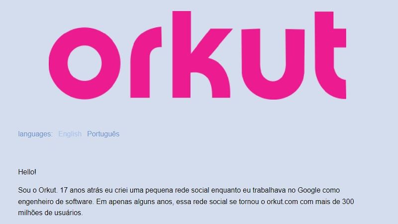 Orkut é reativado com mensagem do criador Reprodução