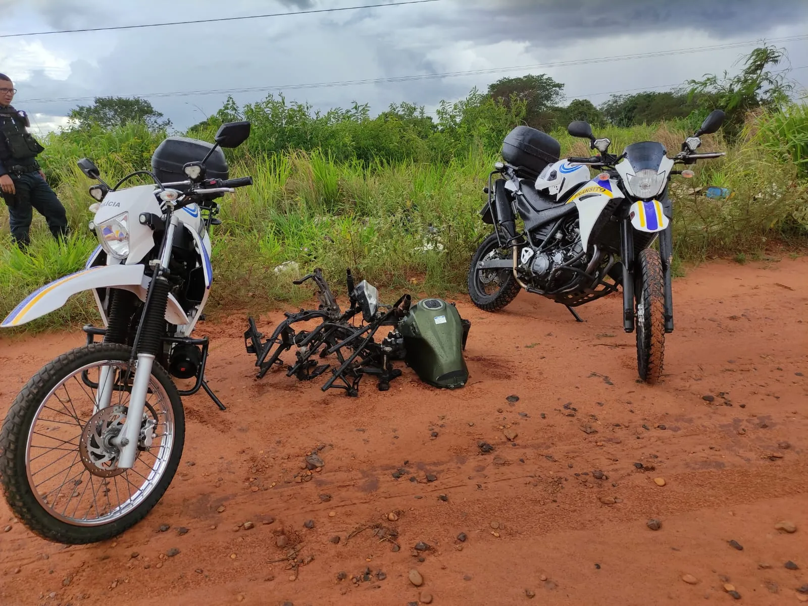 As partes da moto foram levadas para a delegacia