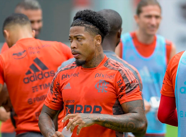 Marinho durante treinamento do Flamengo no Ninho do Urubu Marcelo Cortes / Flamengo