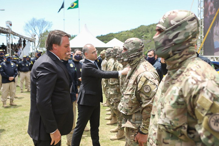 Presidente Jair Bolsonaro em formatura de 650 polciais, em Florianópolis Reprodução / Gov.br