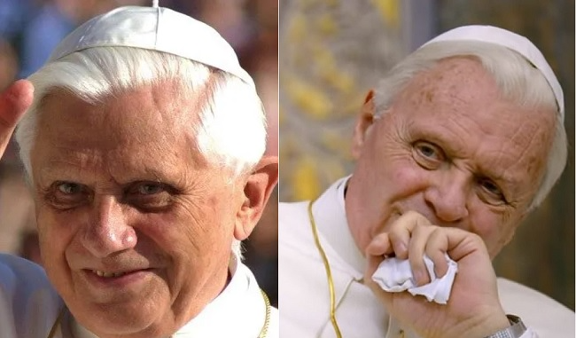 Papo Bento XVI e Anthony Hopkins: semelhança impressiona  Reprodução