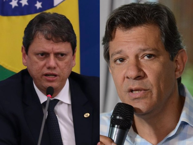 Tarcísio abre 12 pontos de vantagem sobre Haddad, diz Paraná Pesquisas Foto: montagem Agêncio Brasil