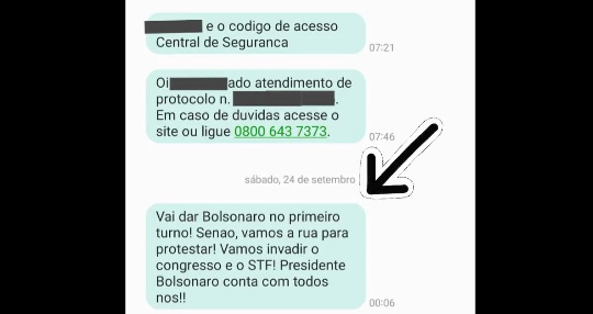 Mensagens de SMS recebida por usuários do PIA Reprodução