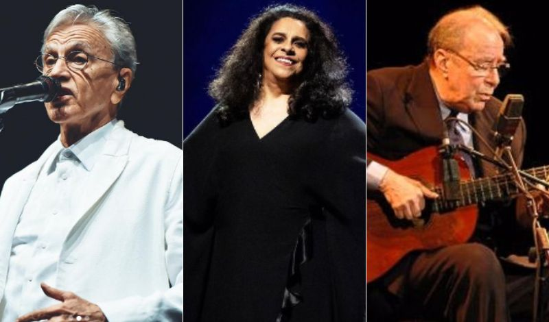 Caetano, Gal e João Gilberto entram na lista dos maiores cantores da história Divulgação/Reprodução/Redes Sociais