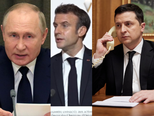 Emannuel Macron intermediou encontrou entre Putin e Zelensky. Foto: Divulgação/Reuters