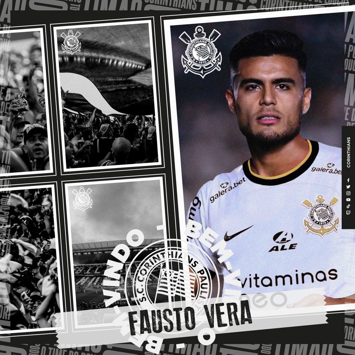 Fausto Vera é anunciado pelo Corinthians. Corinthians via Twitter.