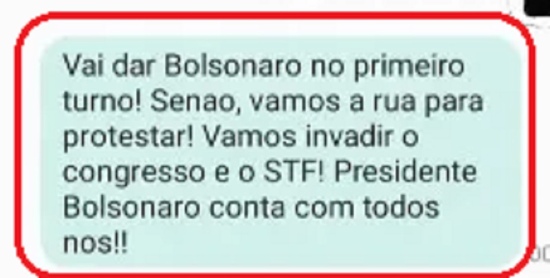 SMS enviados ameaçam ataques ao STF e Congresso Reprodução