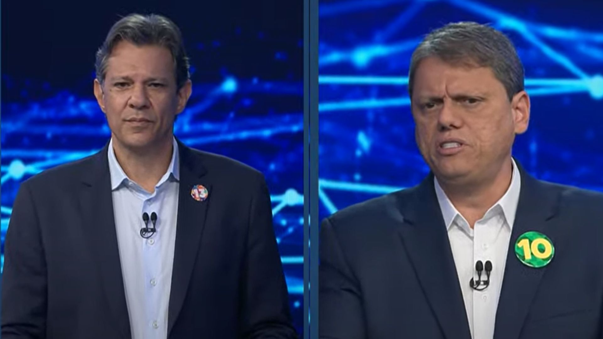 Os candidatos tiveram dois blocos de confronto direto. Foto: Reprodução/Band TV