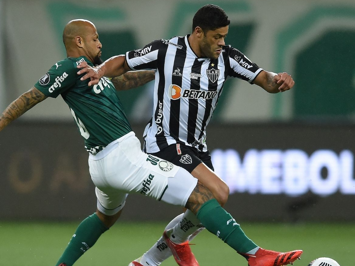 Felipe Melo e Hulk no 1º jogo da semifinal Conmebol Libertadores