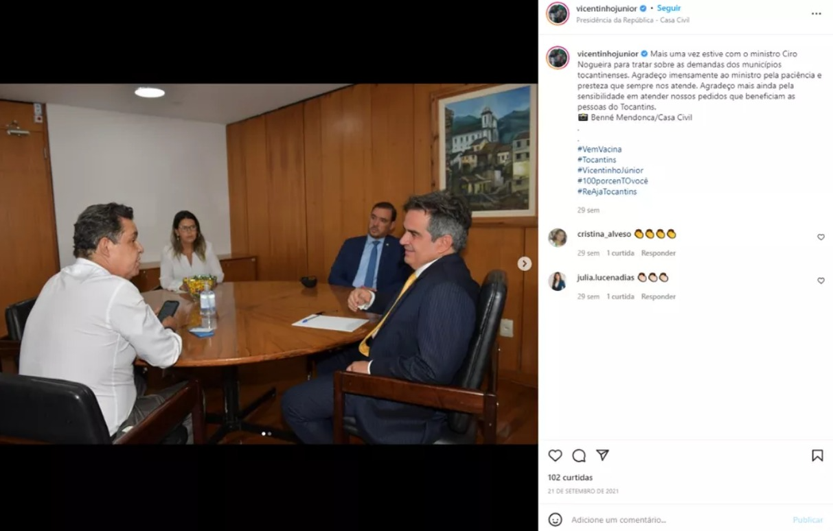 Ciro Nogueira estava em foto com pastor deletada pela Casa Civil Foto: Agência Brasil