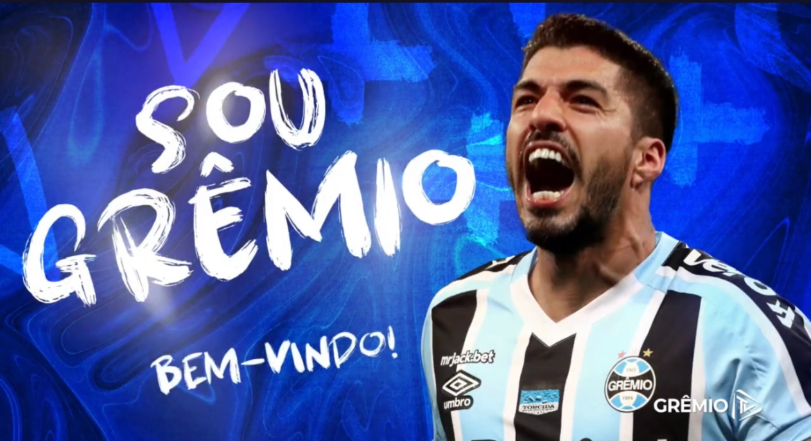 Grêmio anuncia a contratação do centroavante Luis Suárez Reprodução Grêmio 