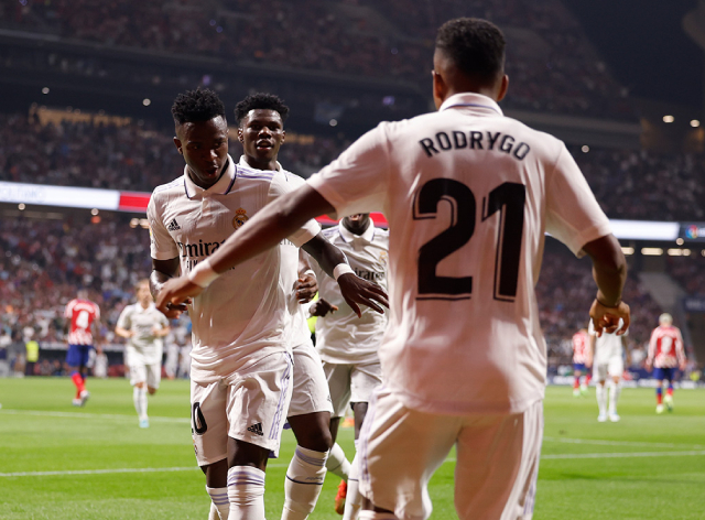 Vini Jr. e Rodrygo comemoram gol do Real Madrid dançando Twitter/Real Madrid