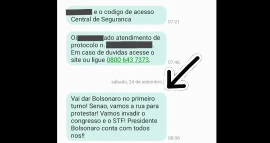 Mensagem de texto que usuários do Paraná Inteligência Artificial receberam Foto: Reprodução