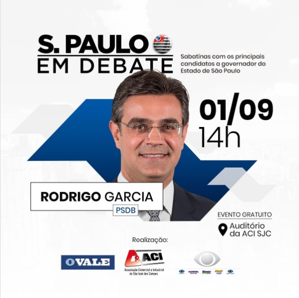 São Paulo em Debate: sabatina com Rodrigo Garcia acontece nesta quinta-feira Divulgação