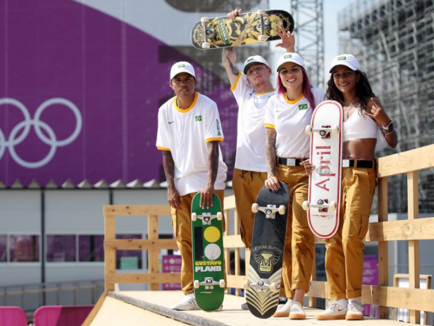 Equipe brasileira de skate faz primeiro treino na arena oficial dos Jogos de Tóquio