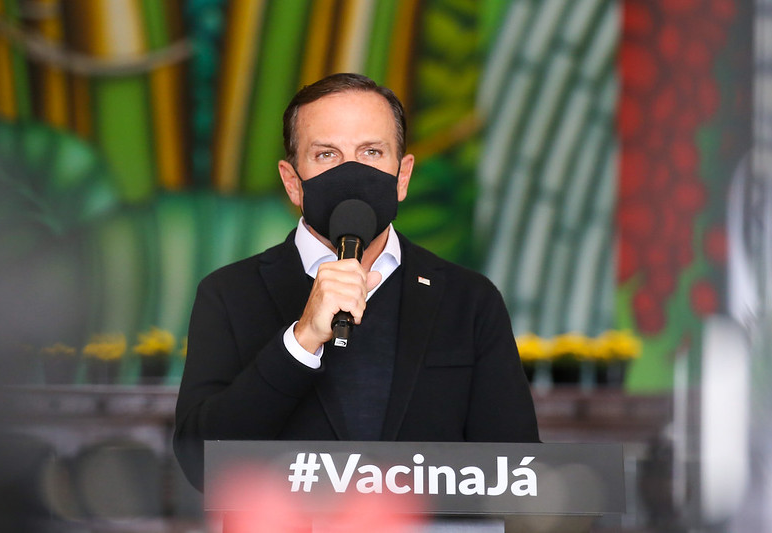 João Doria anunciou que população adulta de SP deve receber primeira dose da vacina contra Covid-19 até 20 de agosto Divulgação/Governo de São Paulo