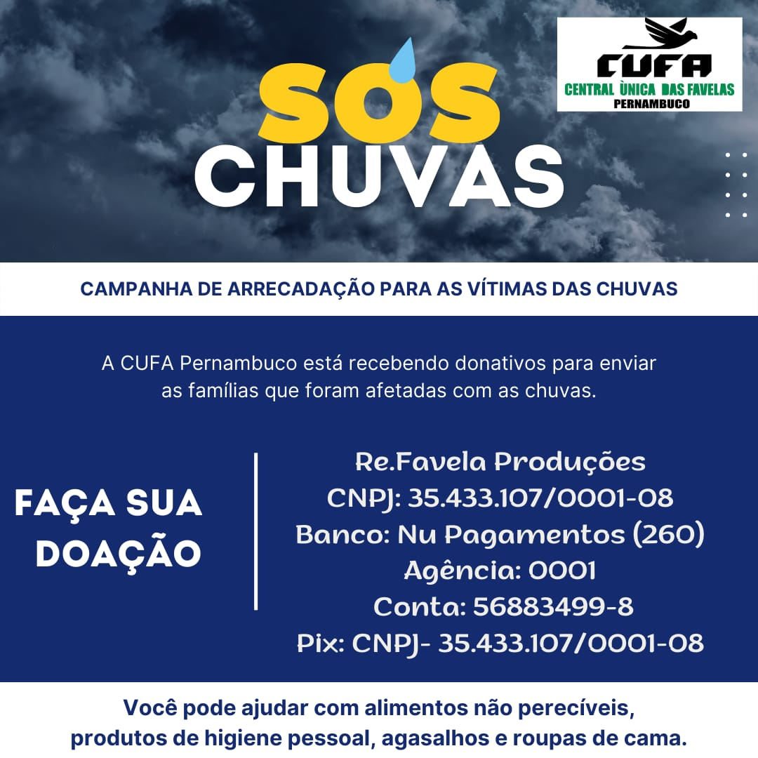 Campanha Band, Cufa e FNA pede doações para afetados pela chuva no Nordeste