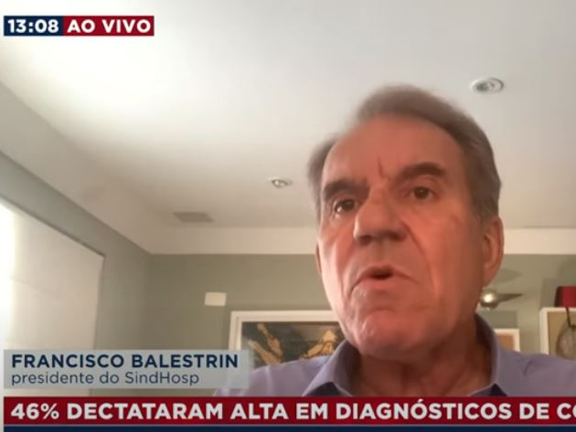 Francisco Balestrin, do SindHosp, deu entrevista ao BandNews TV Reprodução