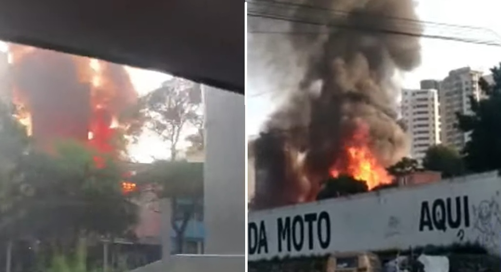 Incêndio atinge a Comunidade do Piolho, na zona sul de São Paulo Reprodução