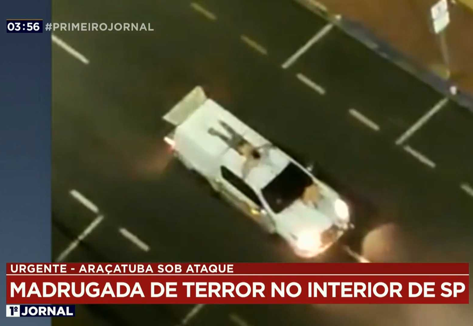 Veja imagens do assalto em Araçatuba; refém é amarrado sobre carro