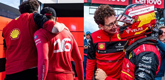 Charles Leclerc e Carlos Sainz se despedem de Mattia Binotto Reprodução Instagram