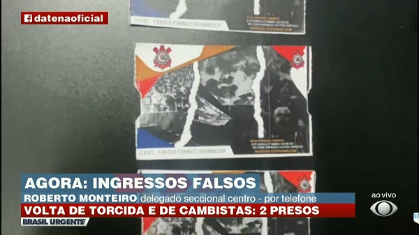 Imagem dos ingressos falsificados apreendidos pela polícia Reprodução