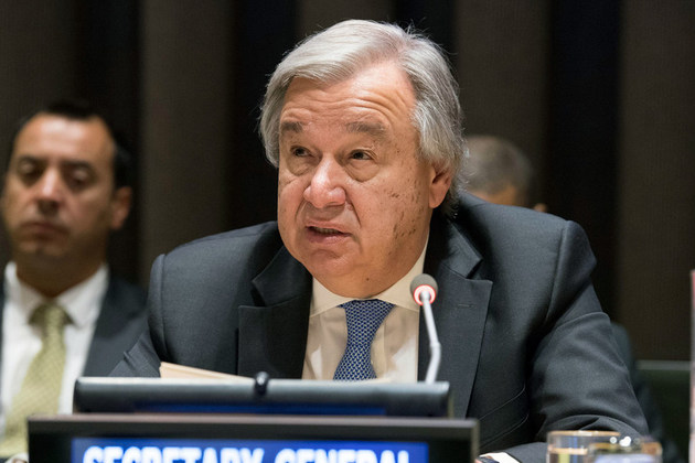 O secretário-geral da Organização das Nações Unidas, António Guterres, abre na 76ª edição da Assembleia Geral da ONU Foto: ONU