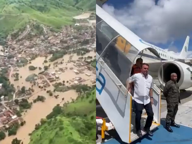 Bolsonaro usa enchentes no sul da Bahia para atacar lockdown Foto: Divulgação/Prefeitura de Jucuruçu e Divulgação/Redes Sociais 