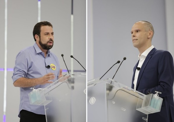 Guilherme Boulos e Bruno Covas no debate de segundo turno da Band Kelly Fuzaro/Band