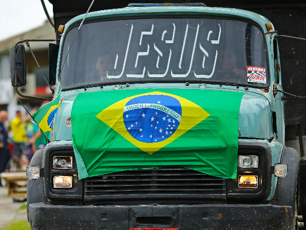 Caminhoneiro pró-Bolsonaro protesta em Itapoá (SC), nos atos de 7 de setembro Heuler Andrey/DiaEsportivo/Folhapress