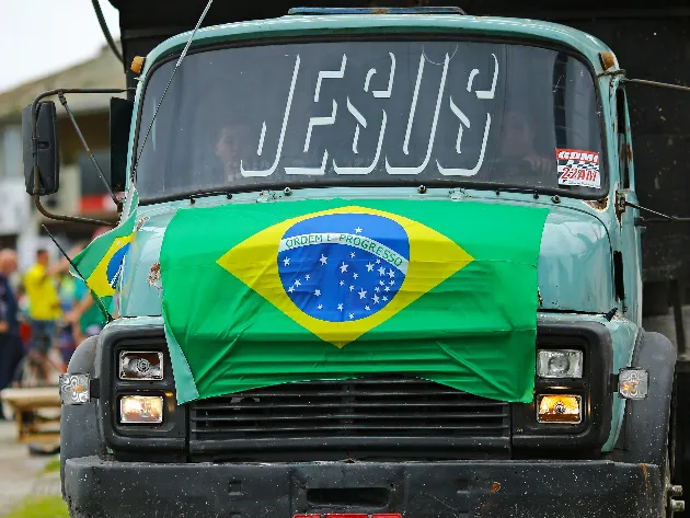 Caminhoneiro pró-Bolsonaro protesta em Itapoá (SC), nos atos de 7 de setembro