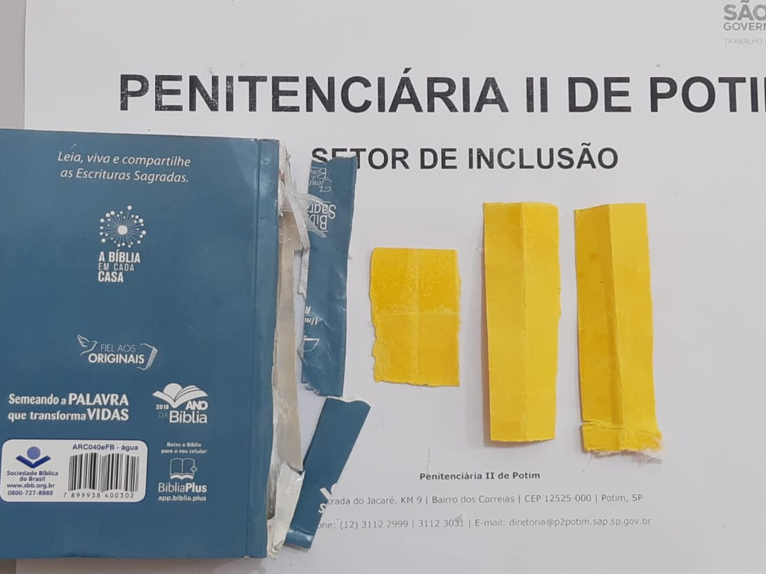 Maconha sintética é apreendida dentro de bíblia em penitenciária de Potim Divulgação/ SAP