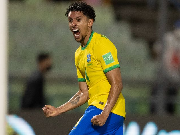 Marquinhos celebra gol que iniciou reação brasileira Lucas Figueiredo/CBF/Divulgação